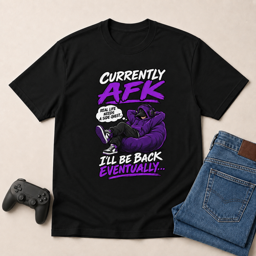 AFK Gaming T-Shirt in Black with controller and coordinated jeans