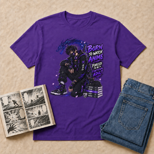 Born to Watch Anime Boy T-Shirt - Purple