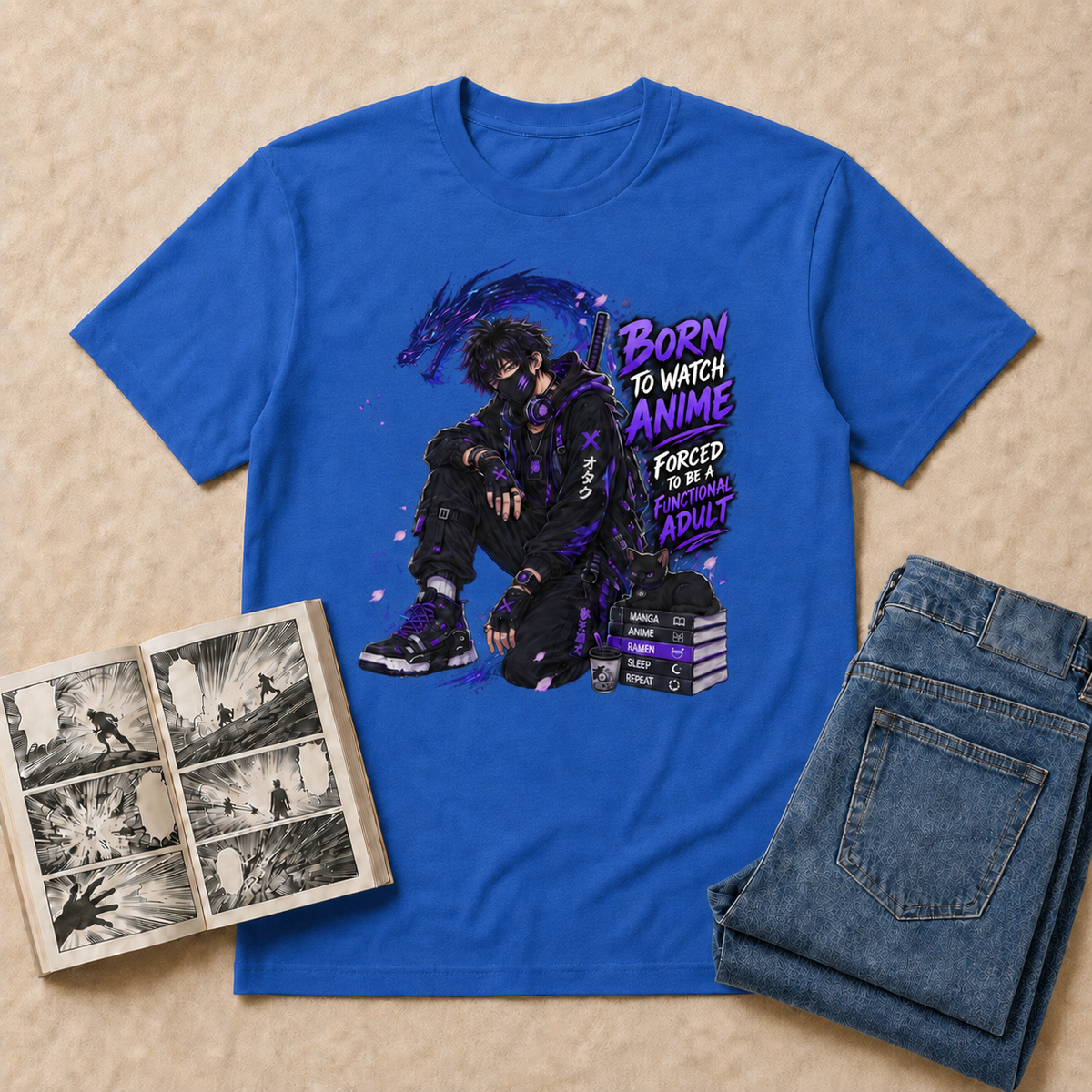 Born to Watch Anime Boy T-Shirt - Royal