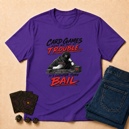 Card Games Keep Me Out of Trouble TCG T-Shirt - Purple