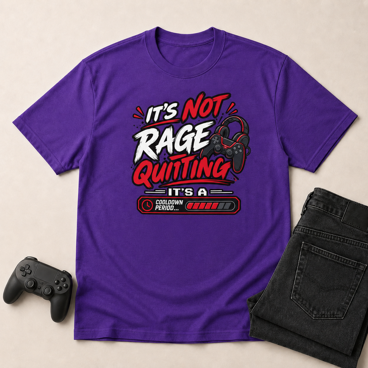It's Not Rage Quitting Gaming T-Shirt - Purple