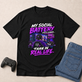 My Social Battery Gaming T-Shirt - Black