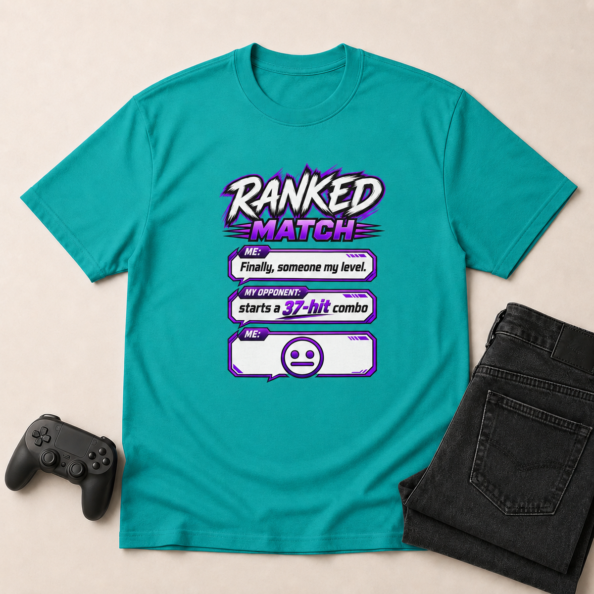 Ranked Match Jade Dome shirt gaming flat lay mockup