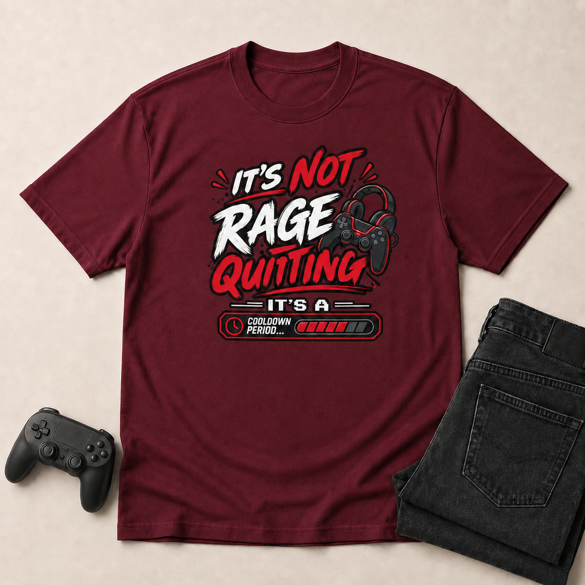 It's Not Rage Quitting Gaming T-Shirt - Maroon