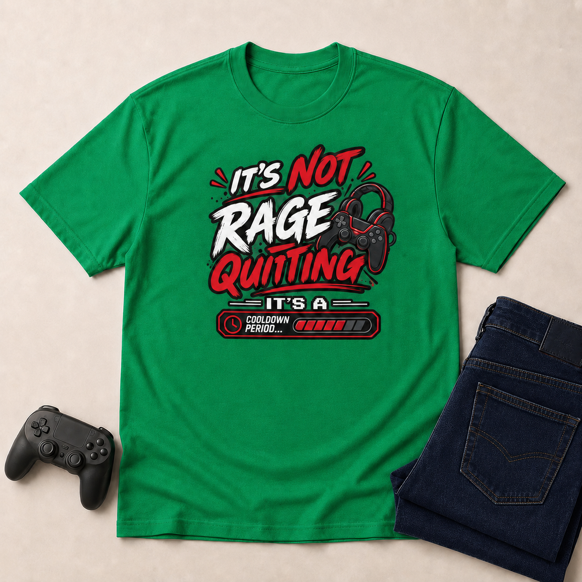 It's Not Rage Quitting Gaming T-Shirt - Kelly Green
