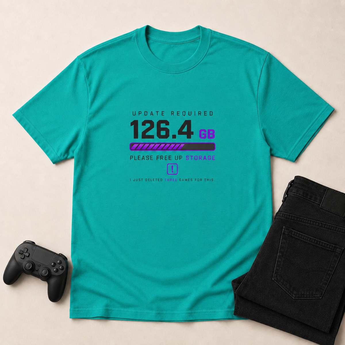 Update Required Jade Dome shirt gaming flat lay mockup