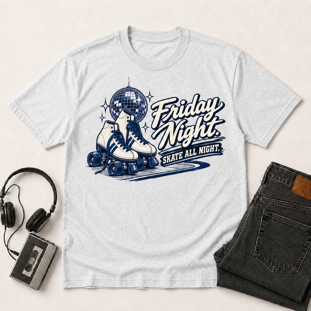 Friday Night Retro T-Shirt - Ash