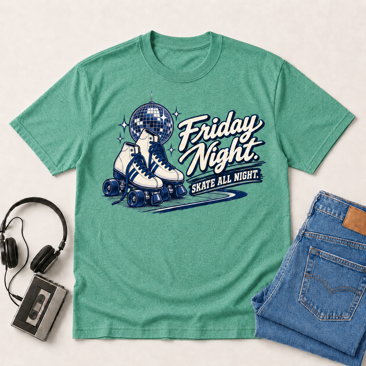 Friday Night Retro T-Shirt - Jade Dome