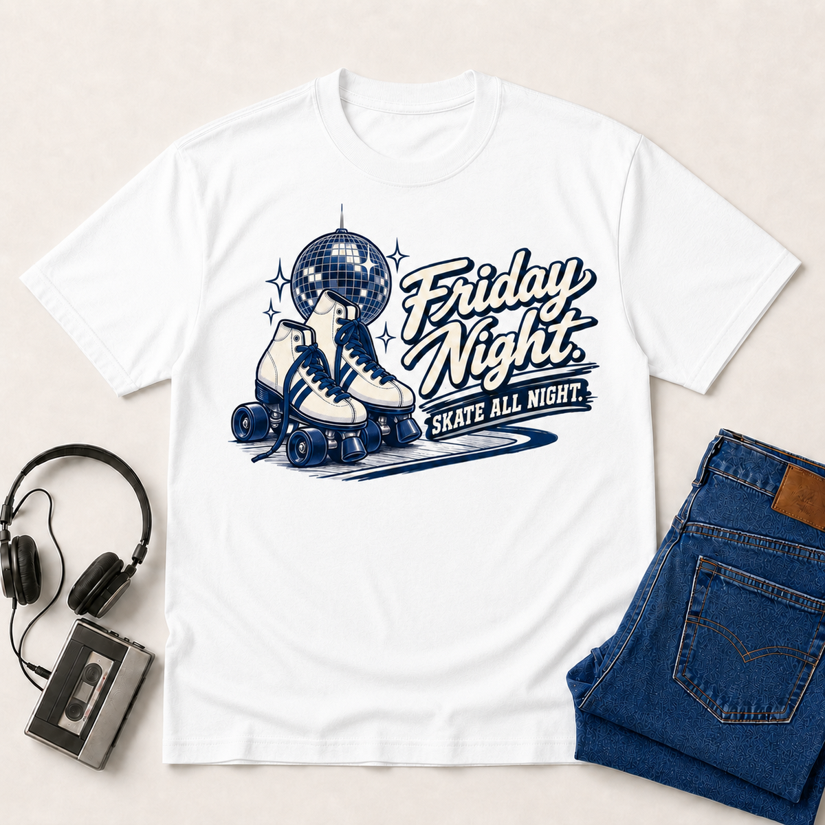 Friday Night Retro T-Shirt - White