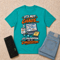 It's Not Chaos — Jade Dome corrected front flat-lay with keyboard and double-folded jeans