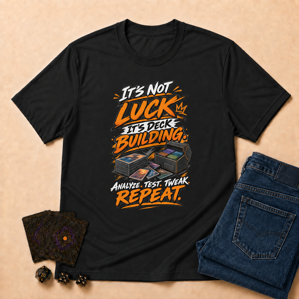 It's Not Luck, It's Deck Building TCG T-Shirt - Black