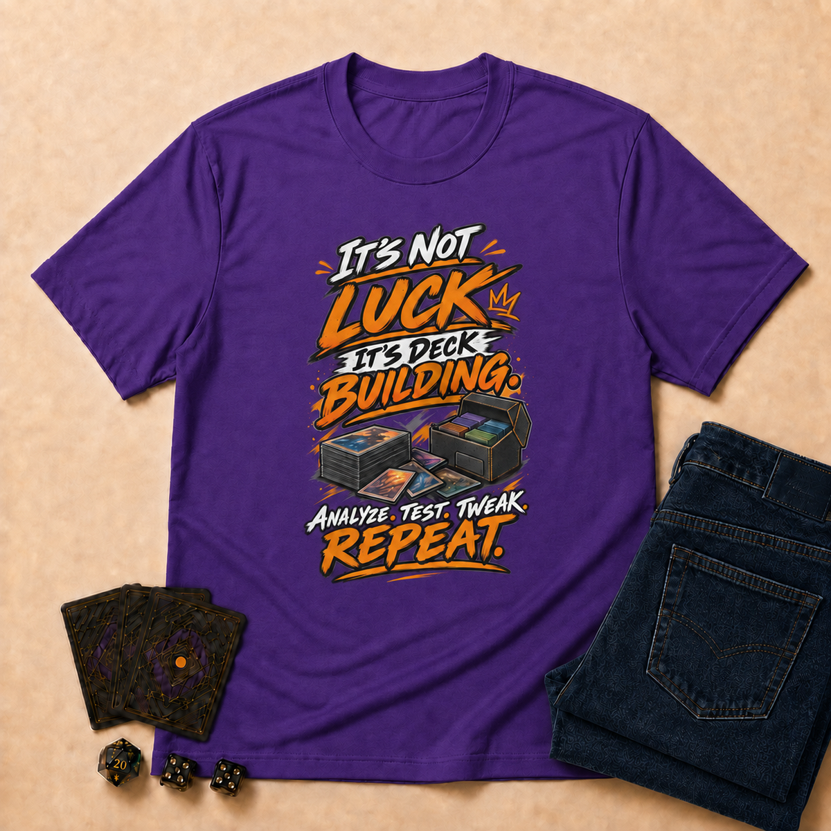 It's Not Luck, It's Deck Building TCG T-Shirt - Dark Heather