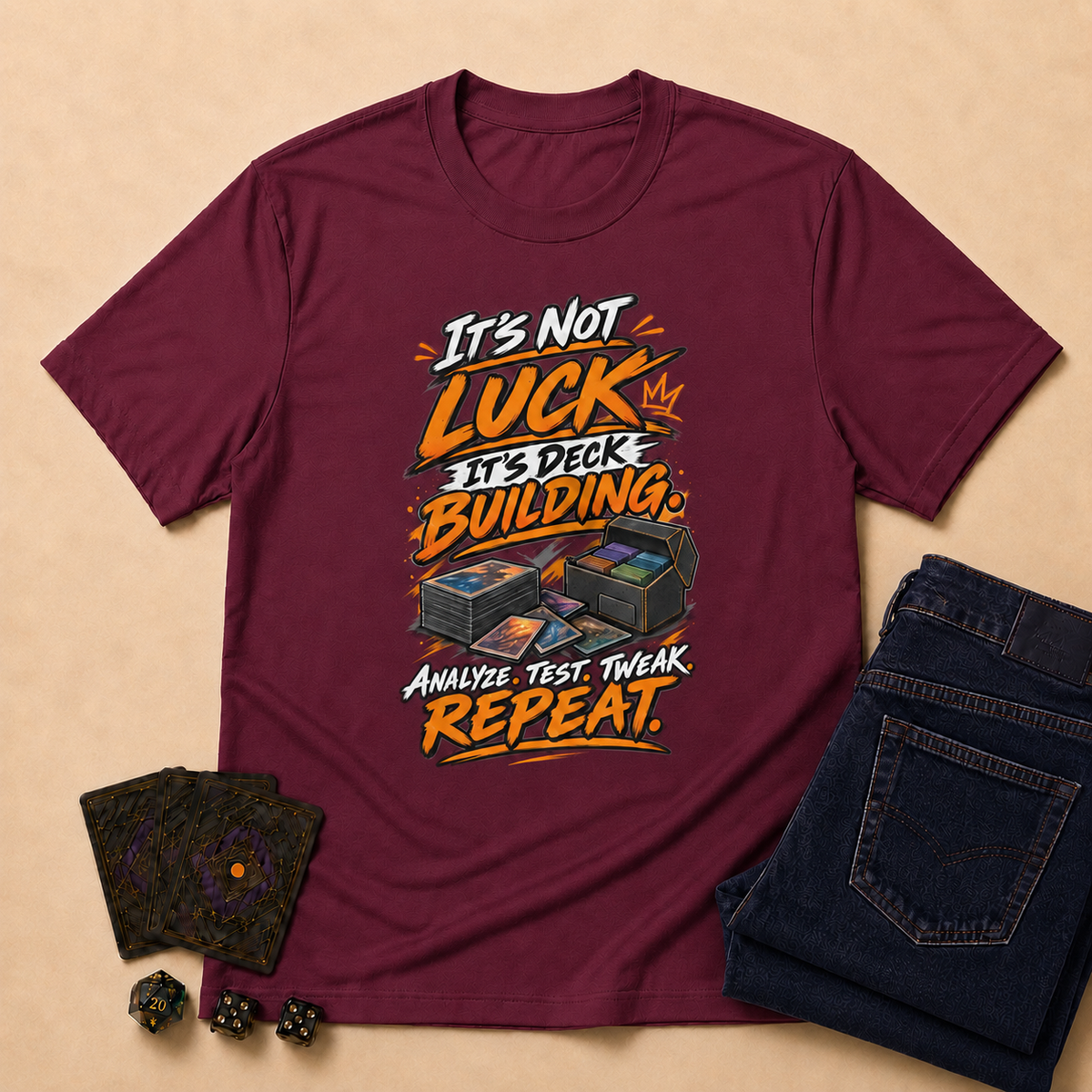 It's Not Luck, It's Deck Building TCG T-Shirt - Forest Green