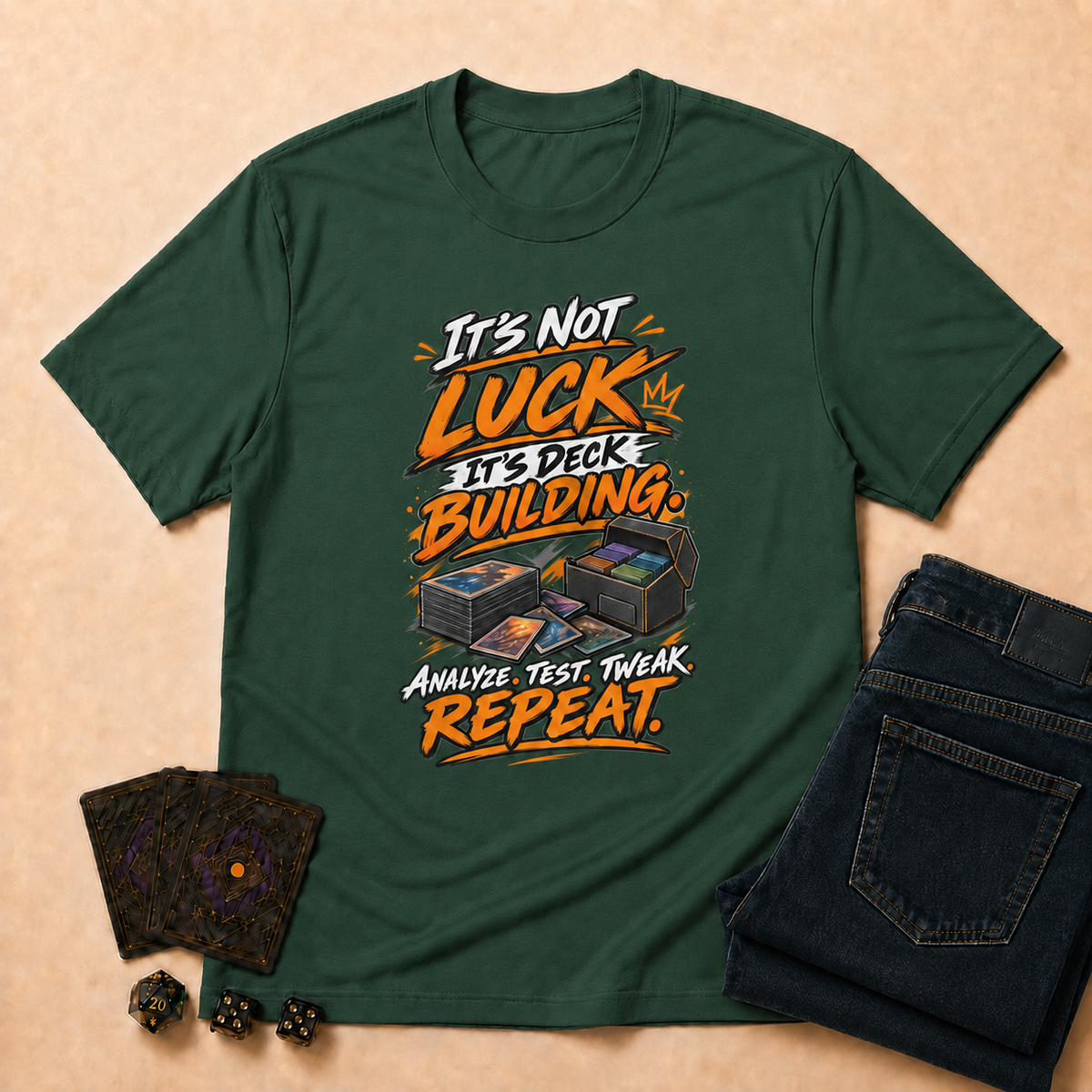 It's Not Luck, It's Deck Building TCG T-Shirt - Maroon