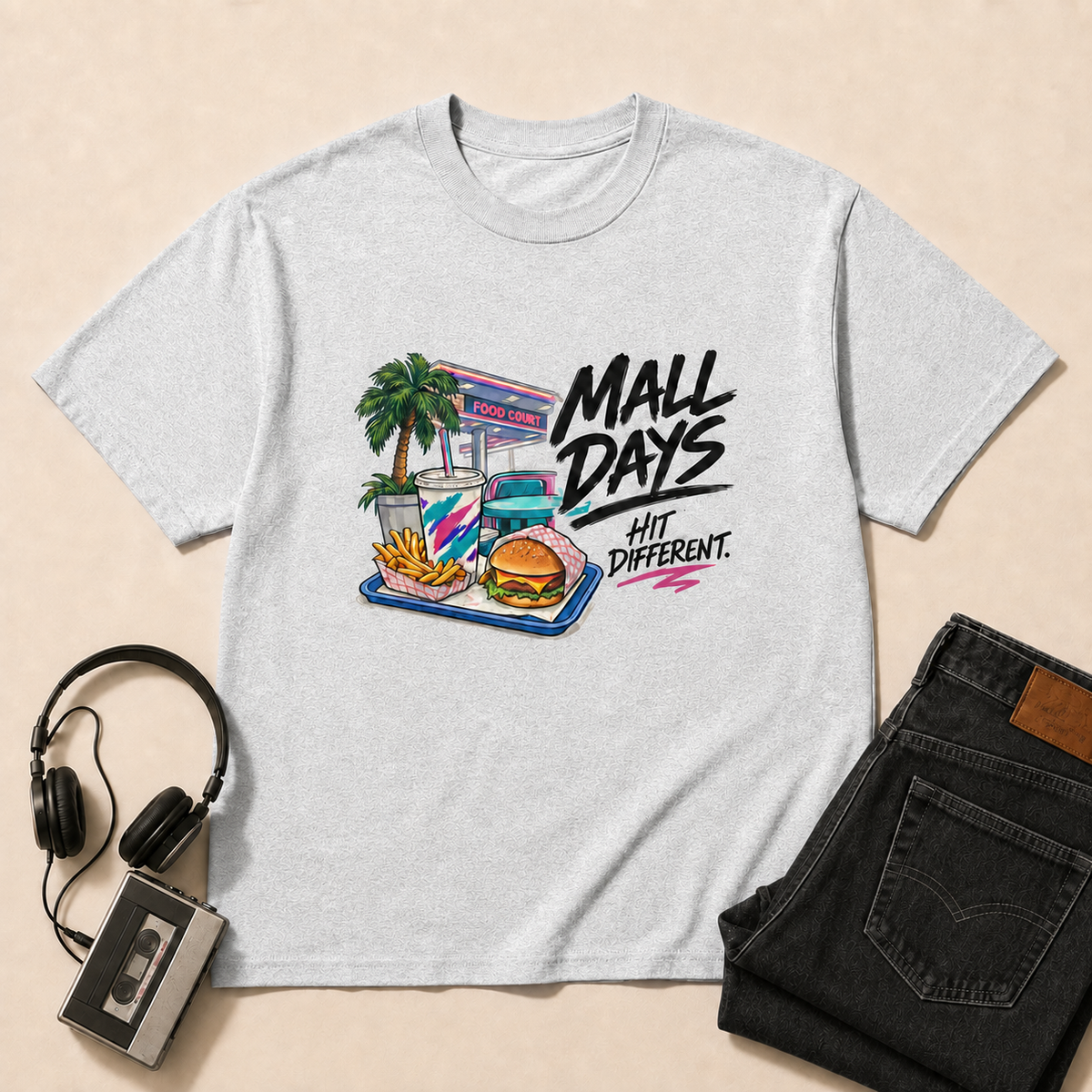 Mall Days Retro T-Shirt - Ash