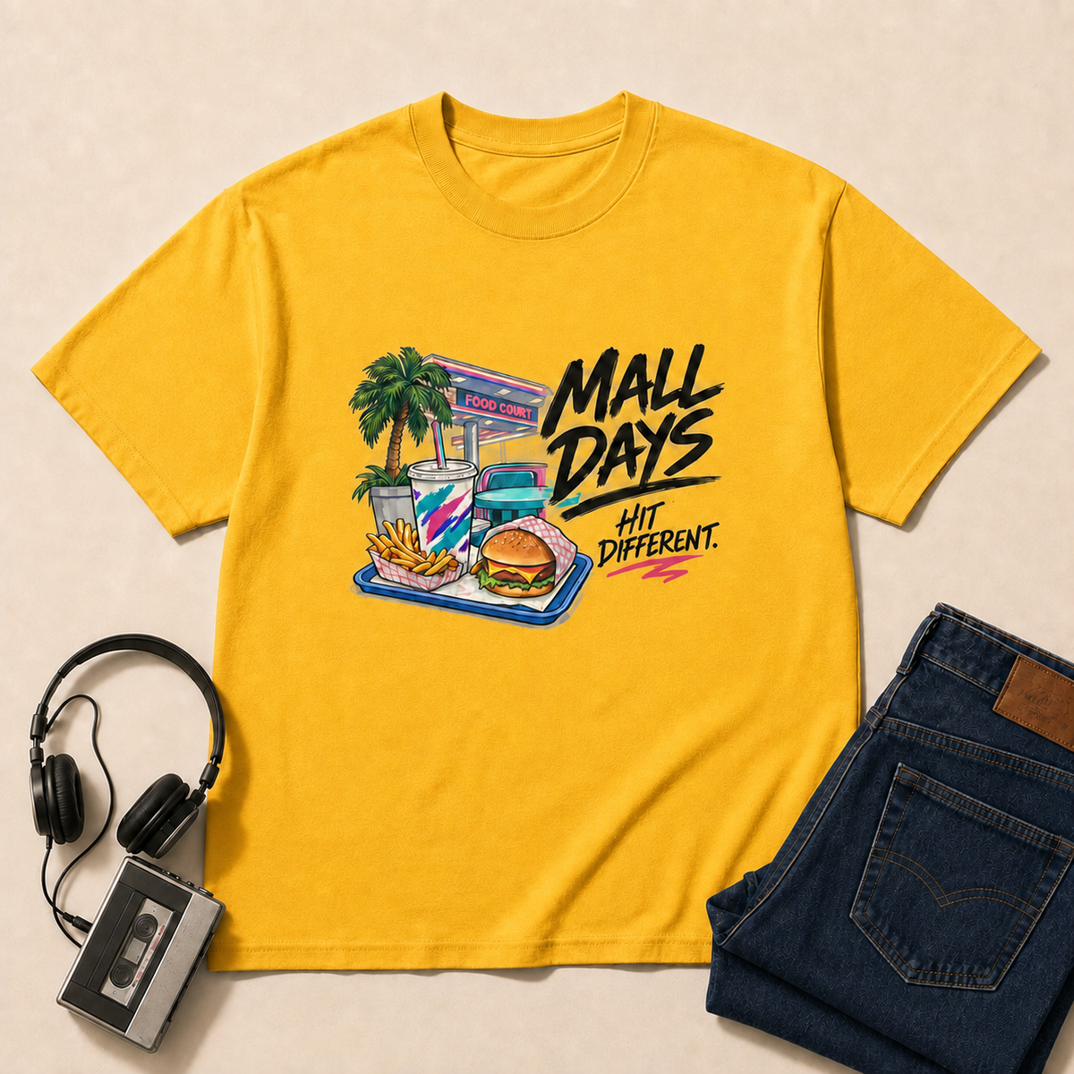 Mall Days Retro T-Shirt - Gold