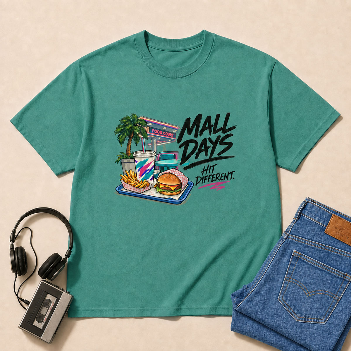 Mall Days Retro T-Shirt - Jade Dome