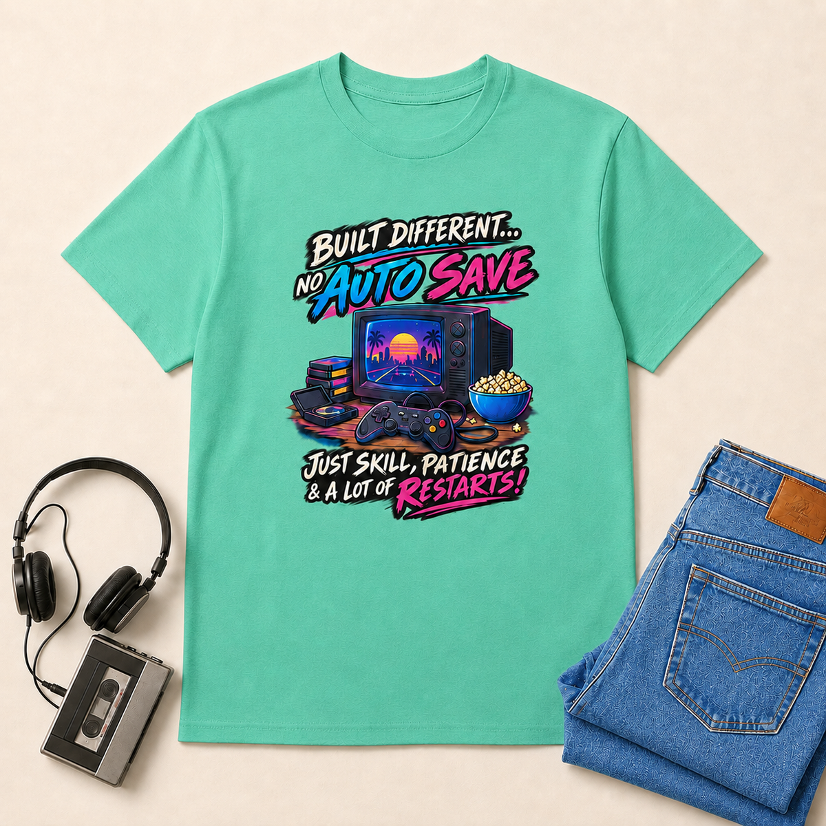 No Autosave Retro T-Shirt - Jade Dome