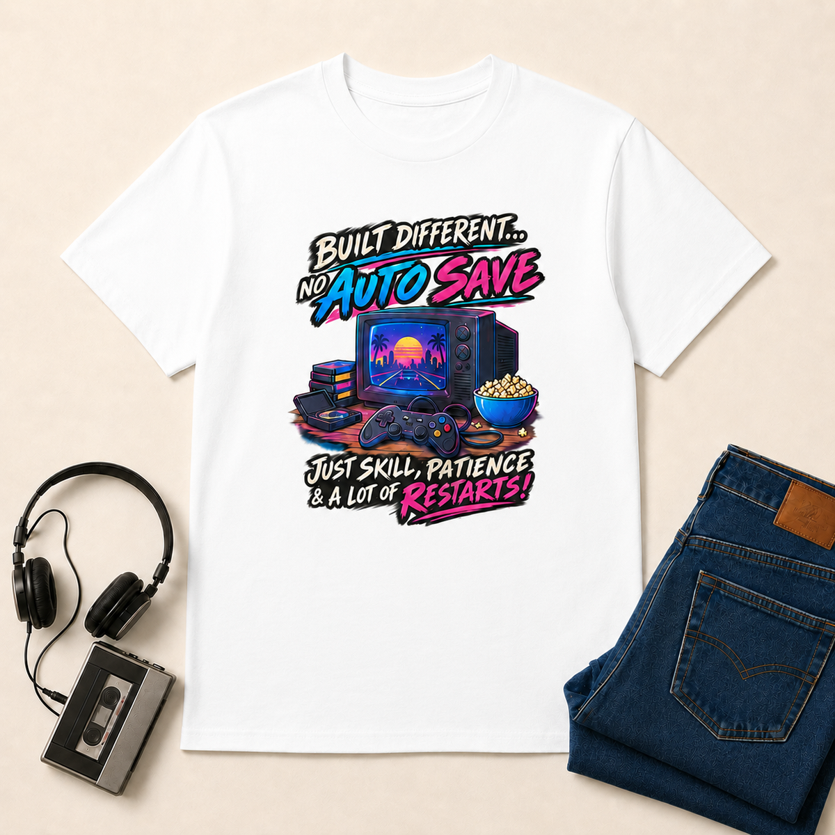 No Autosave Retro T-Shirt - White