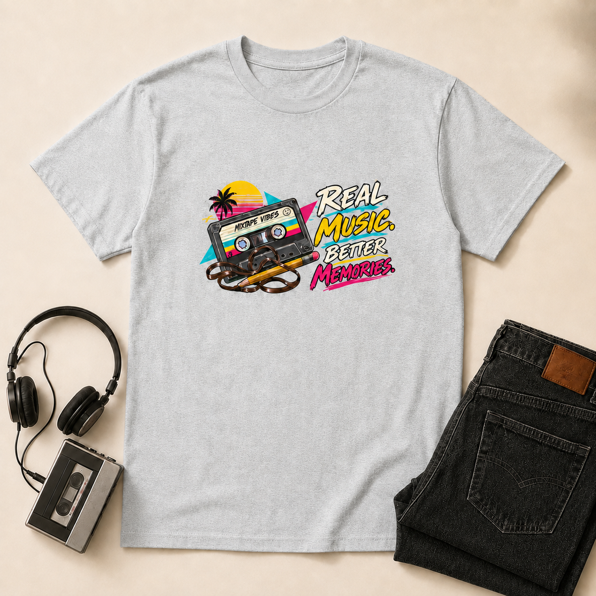 Real Music Retro T-Shirt - Ash