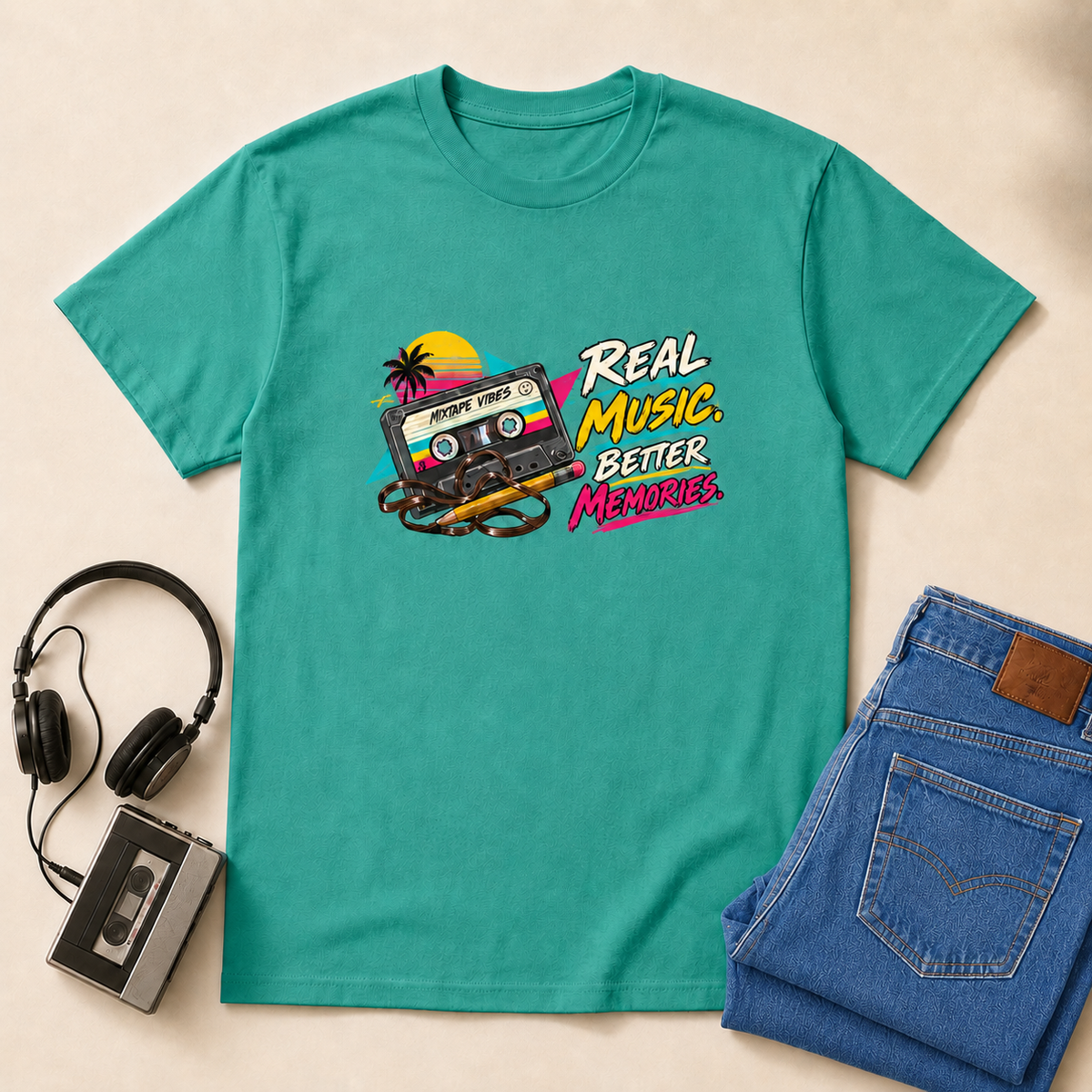 Real Music Retro T-Shirt - Jade Dome