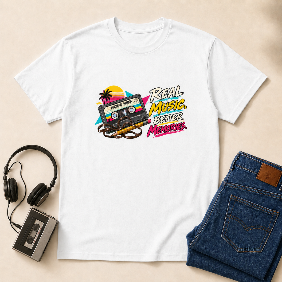 Real Music Retro T-Shirt - White