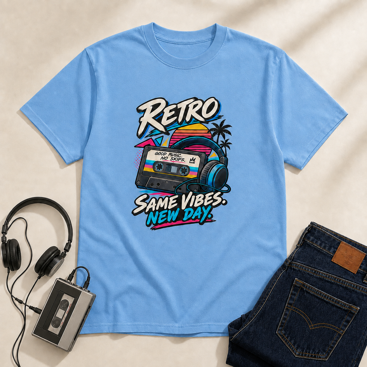 Same Vibes Retro T-Shirt - Carolina Blue