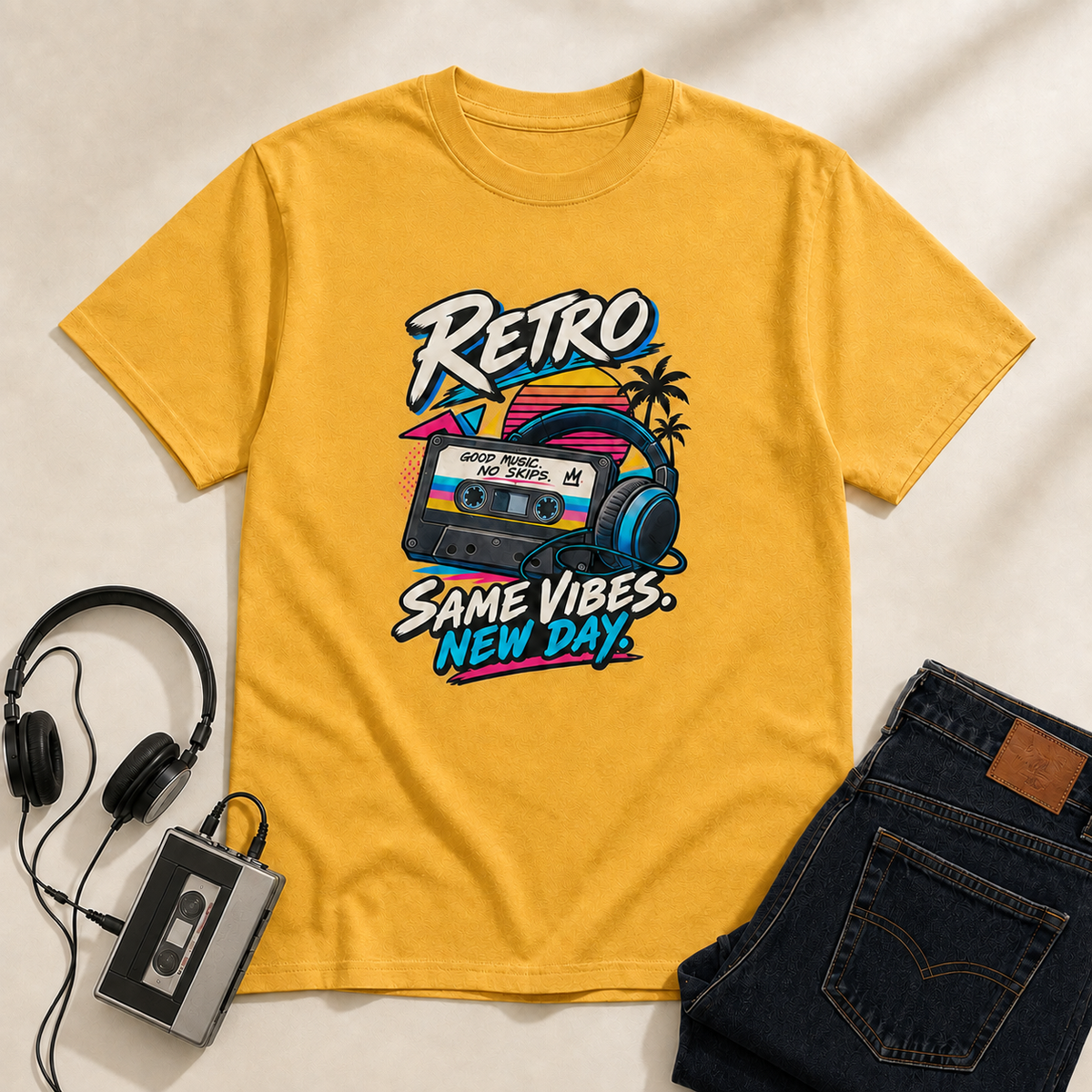 Same Vibes Retro T-Shirt - Gold