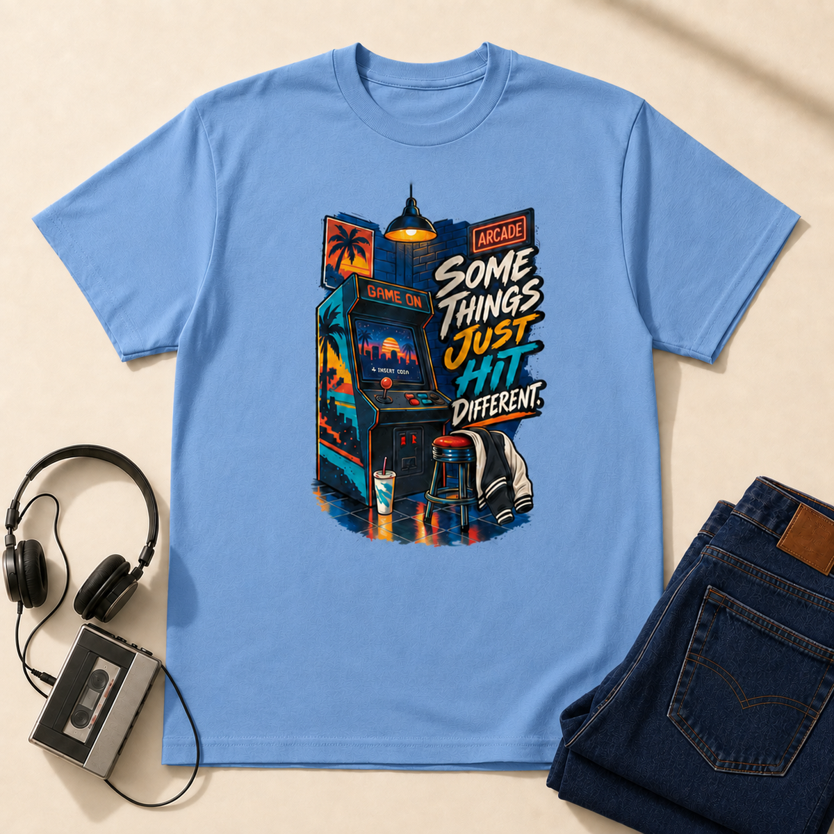 Some Things Just Hit Different Retro T-Shirt - Carolina Blue