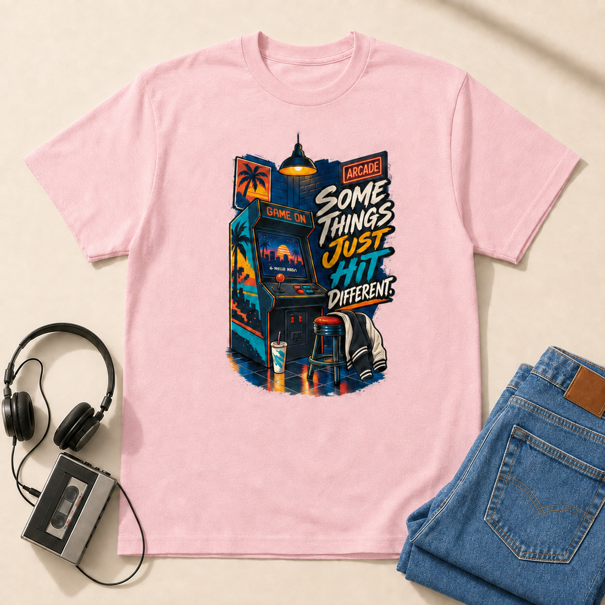 Some Things Just Hit Different Retro T-Shirt - Light Pink